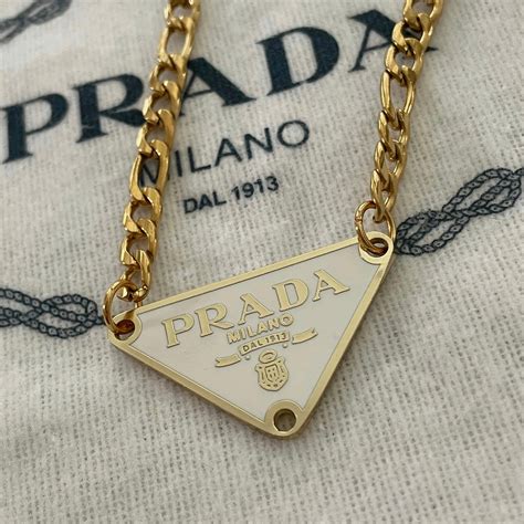 prada repurposed triangle charm necklace